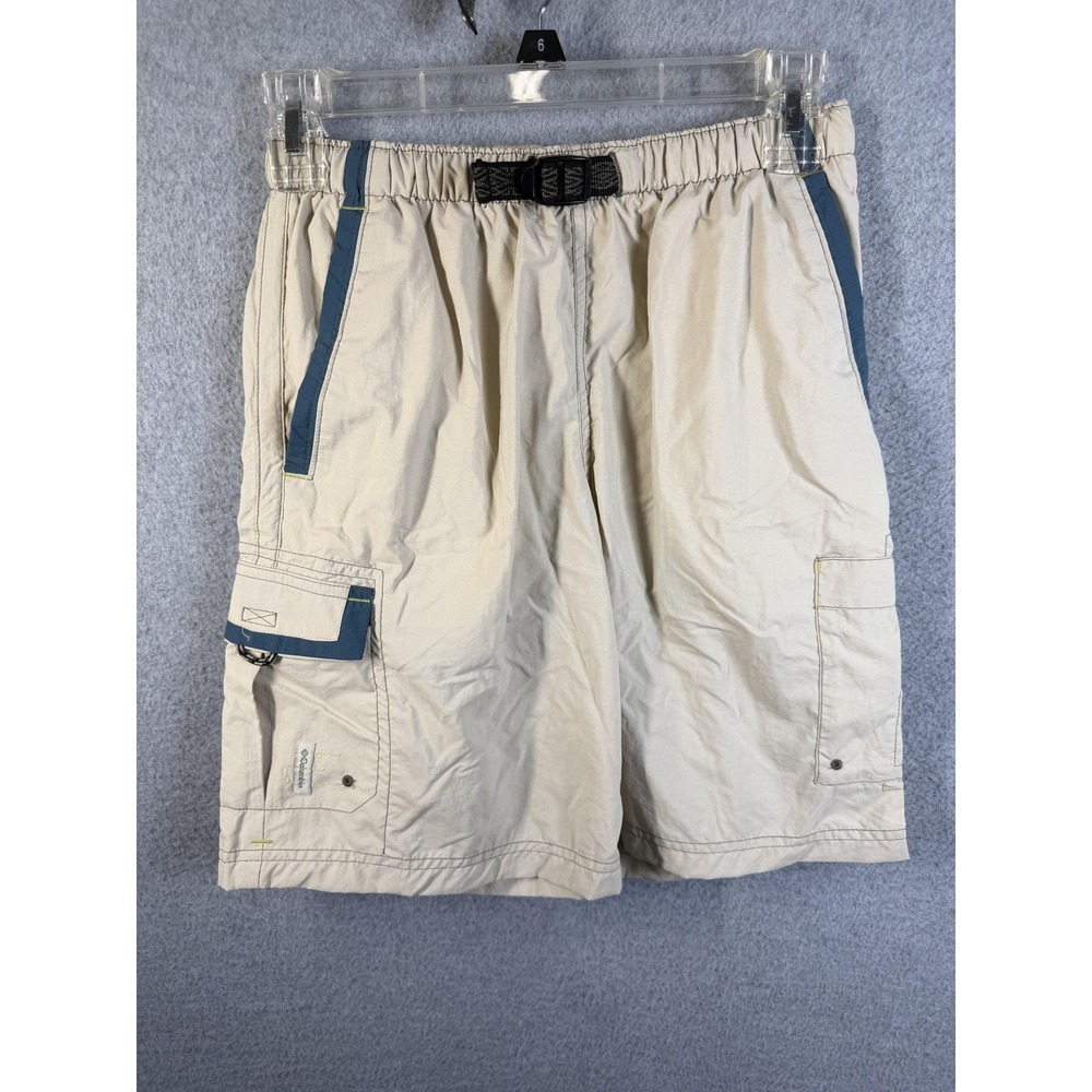 Columbia Shorts Youth Medium Beige Cargo Nylon Elastic Waist Hiking‎ Outdoor